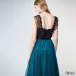 【iROO】藍綠色 網紗裙洋裝