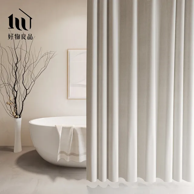 【好物良品】180x180cm_仿亞麻莫蘭迪色系防潑水防霉防潮加厚浴簾 窗簾 門簾  隔間簾 隔斷簾 更衣簾(附掛環)