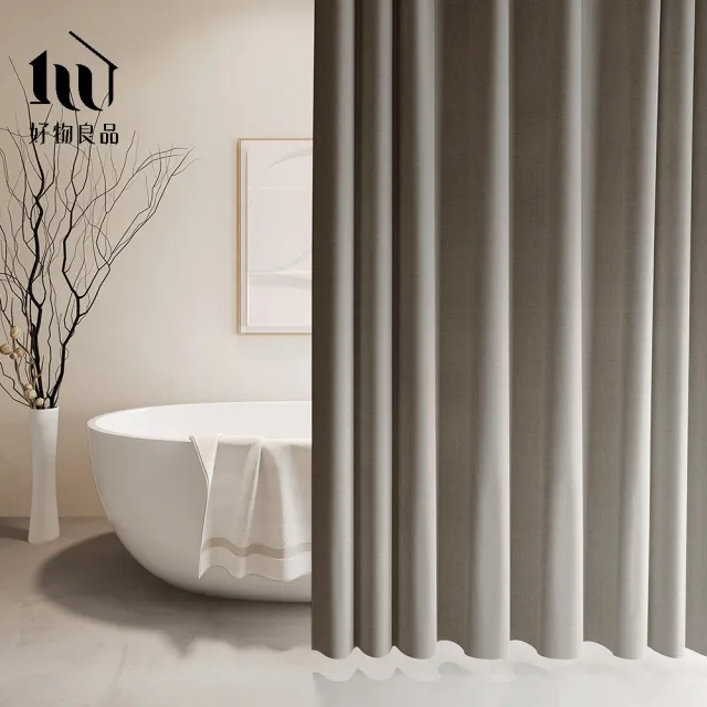 【好物良品】180x180cm_仿亞麻莫蘭迪色系防潑水防霉防潮加厚浴簾 窗簾 門簾  隔間簾 隔斷簾 更衣簾(附掛環)