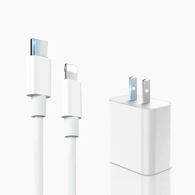 【iPhone14/13快充套組】20W PD快充充電器套組 iphone 充電頭 豆腐頭(快充頭+Type-C轉lighting充電線)