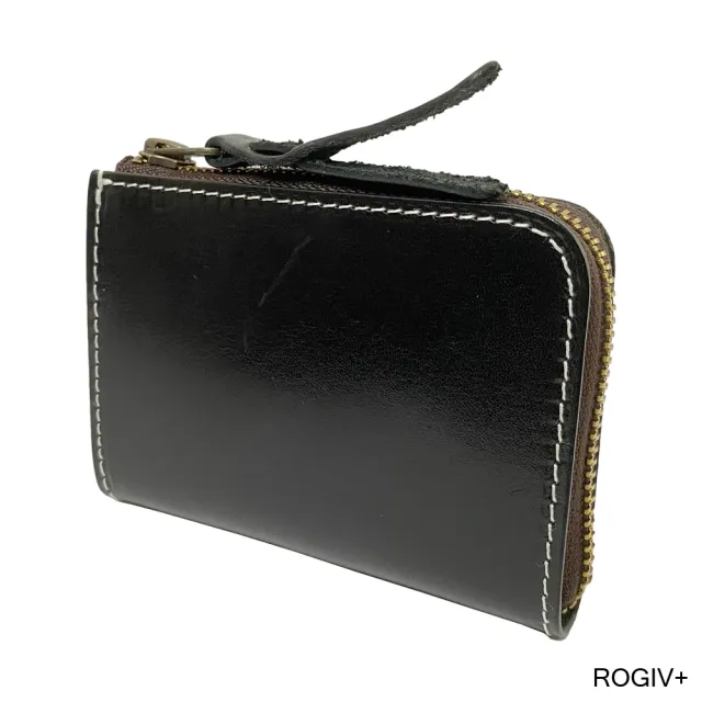 【ROGIV+】哈雷植鞣皮L型皮革短夾 卡包 零錢包 中性錢包 R1019(皮革短夾/錢包/零錢包)