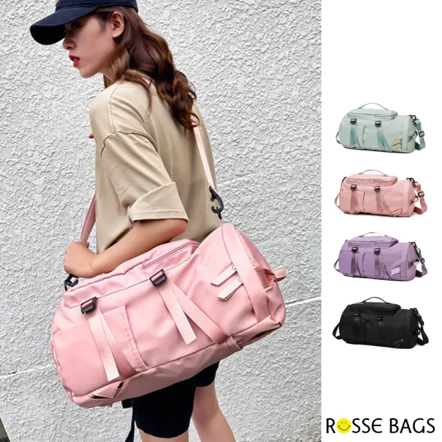 【Rosse Bags】多功能防潑水大容量手提旅行包(防水包 現+預  粉色 / 綠色 / 紫色 / 黑色)