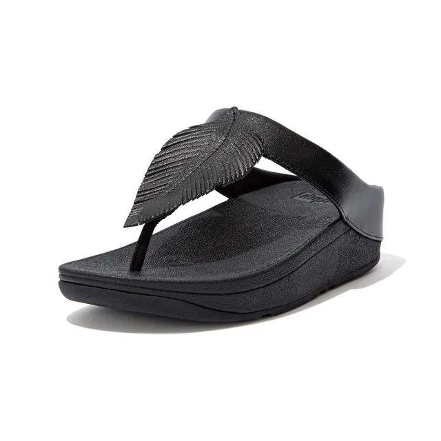 【FitFlop】FINO FEATHER TOE-POST SANDALS 羽毛裝飾夾腳涼鞋-女(靓黑色)