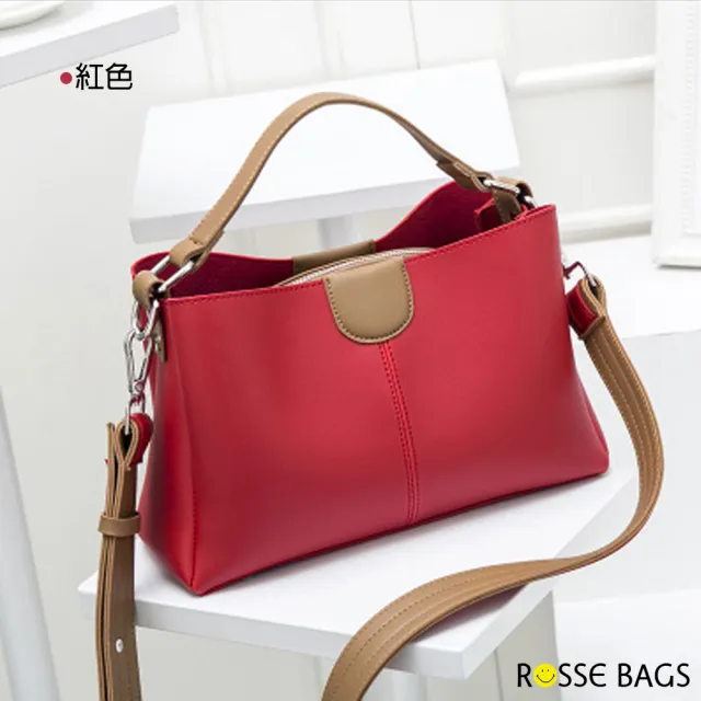 【Rosse Bags】休閒時尚撞色子母手提單肩包(現+預  米白 / 紅色 / 黑色 / 綠色)