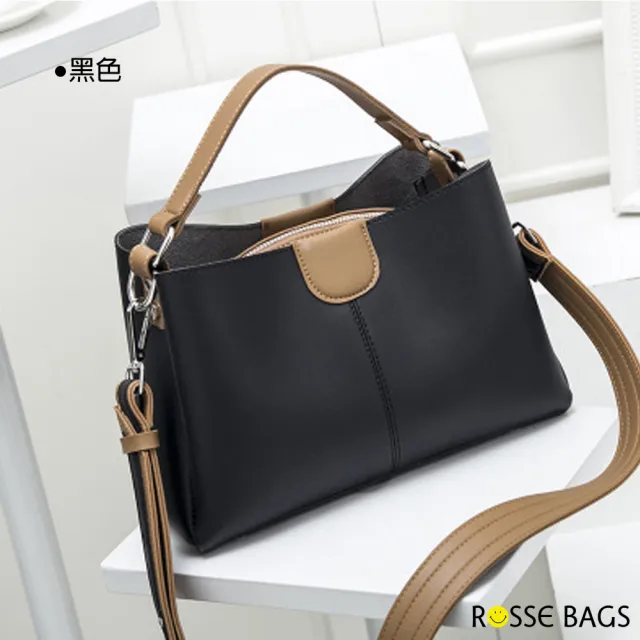 【Rosse Bags】休閒時尚撞色子母手提單肩包(現+預  米白 / 紅色 / 黑色 / 綠色)
