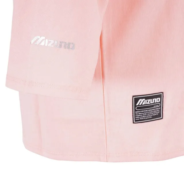 【MIZUNO 美津濃】Mizuno T-Shirt 女 T恤 短袖 七分袖 復古 休閒 修飾 MIT 粉紅(D2TA120266)