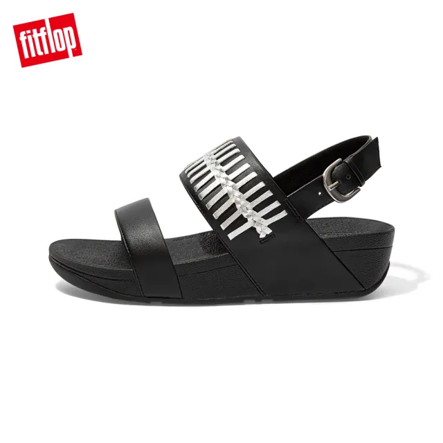 【FitFlop】LULU WRAPPED WEAVE BACK-STRAP SANDALS 金屬色編織造型後帶涼鞋-女(黑色)