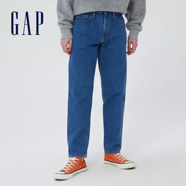 【GAP】男裝 寬鬆錐形牛仔褲 輕透氣系列-藍色(695968)