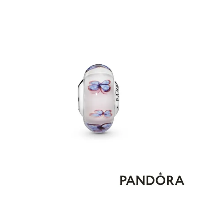 【Pandora官方直營】蝴蝶粉色琉璃串飾-絕版品