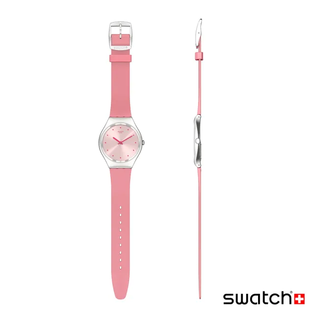 【SWATCH】Skin Irony 超薄金屬系列手錶ROSE MOIRE 粉色波光 瑞士錶 錶(38mm)