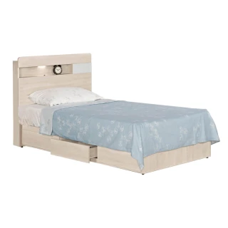 【BODEN】斯緹3.5尺藍色單人抽屜床組(LED燈床頭片+三抽收納床底-不含床墊)