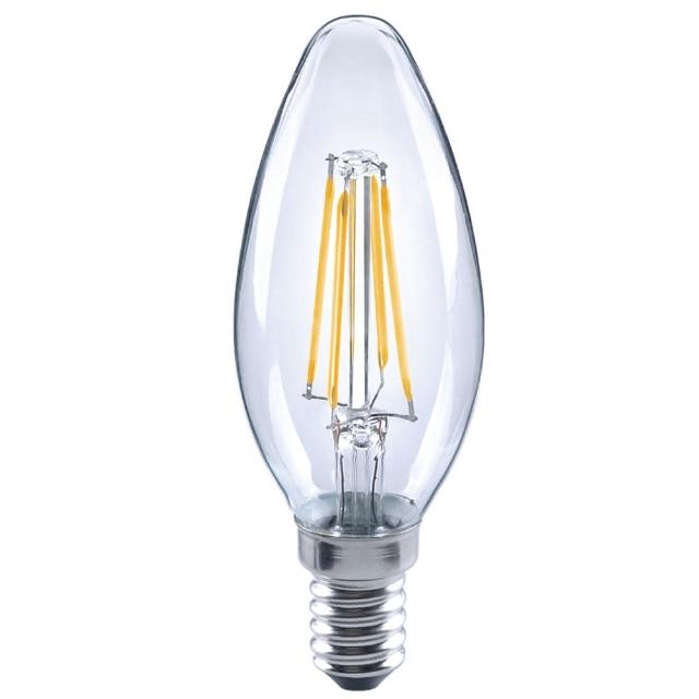 買四送一 Led 蠟燭型燈泡 全電壓 4.5W E14 黃光 5入(燈絲燈 仿鎢絲燈 水晶吊燈適用)