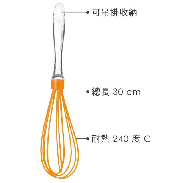 【EXCELSA】矽膠打蛋器 橘30cm(攪拌棒 攪拌器)
