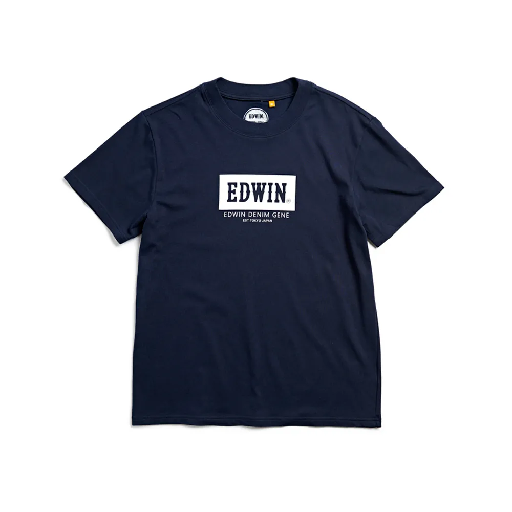 【EDWIN】男裝 PLUS+ 冰河玉涼感LOGO短袖T恤(丈青色)