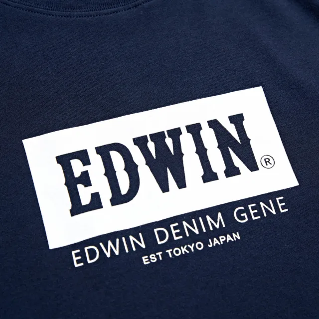 【EDWIN】男裝 PLUS+ 冰河玉涼感LOGO短袖T恤(丈青色)