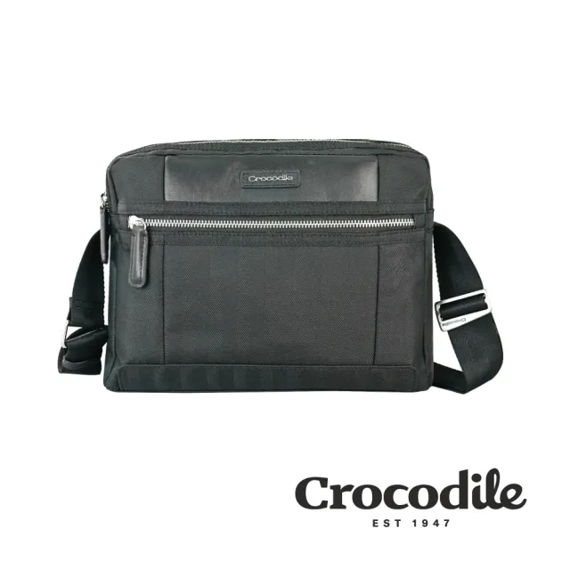 【Crocodile】鱷魚皮件 布配皮 橫式斜背包（S）側背包-0104-09902-原廠公司貨(Snapper 3.0系列)