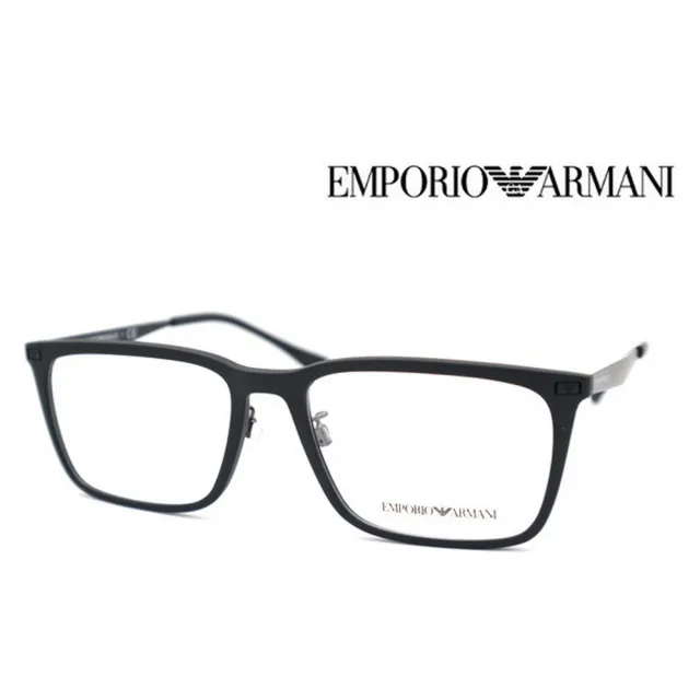 【EMPORIO ARMANI】亞曼尼 時尚複合輕量光學眼鏡 舒適可調鼻墊 EA3169F 5042 霧黑 公司貨