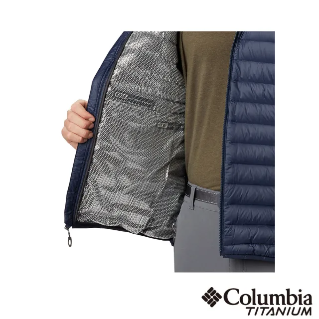 【Columbia 哥倫比亞 官方旗艦】男款- 鈦3D鋁點保暖800羽絨外套-深藍(UWE15200NY / 機能.防潑水.發熱)