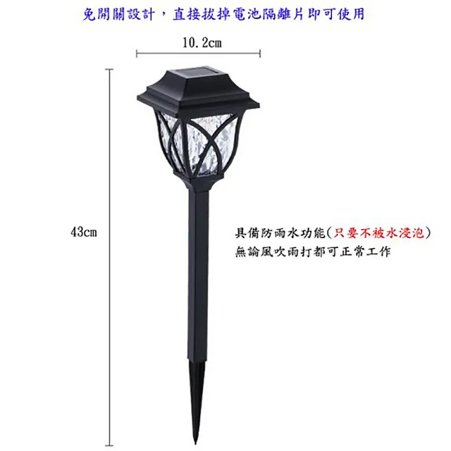 【月陽】超值2入歐風太陽能自動光控LED庭園燈草坪燈插地燈(EU43102)