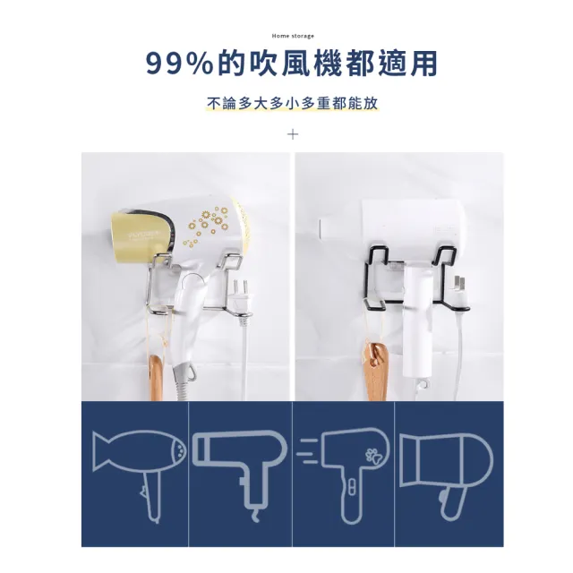 【衛浴收納】免打孔不鏽鋼吹風機架(高承重 無痕架 置物架 壁掛架 掛勾 掛鉤 浴室收納 吹風機收納) 