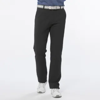 【Lynx Golf】男款日本進口布料口袋剪接造型織帶設計平口基本版休閒長褲(深灰色)