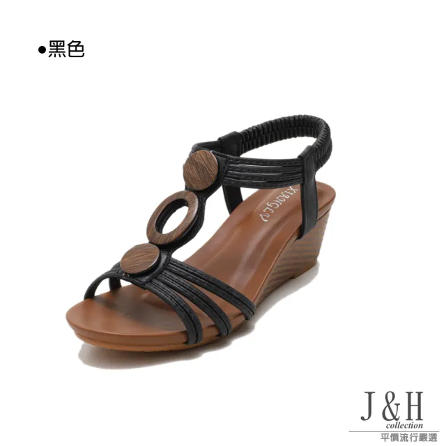 【J&H collection】休閒復古軟底高跟羅馬涼鞋(現+預  金色 / 古銅 / 黑色)