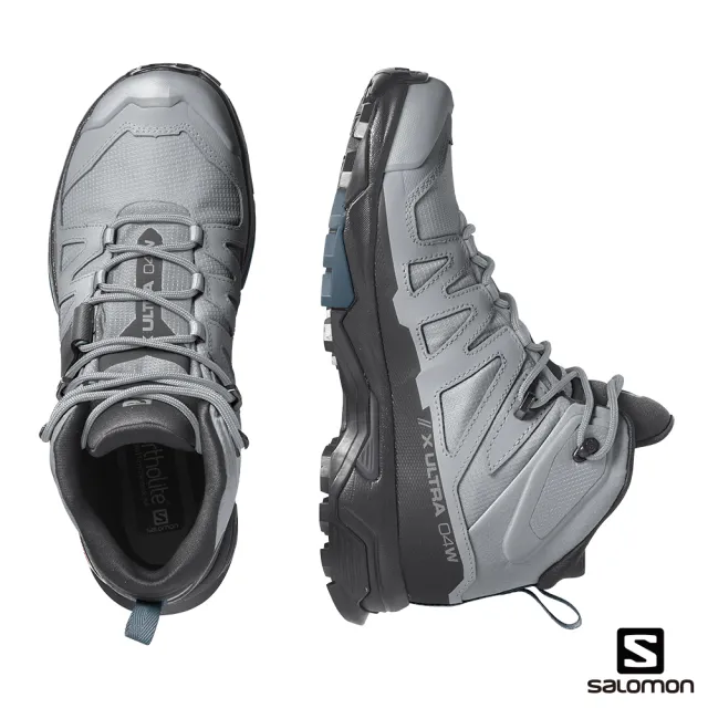 salomon官方直營】男X ULTRA 4 Goretex 中筒登山鞋寬楦(黑/灰/珍珠藍