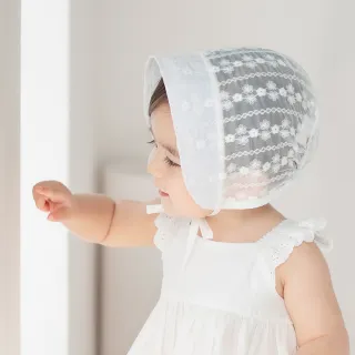 【Happy Prince】韓國製Estell純淨白色蕾絲女嬰兒童軟帽(bonnet透氣遮陽防曬寶寶帽)