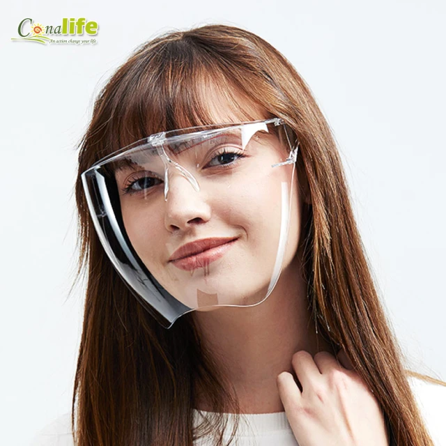 【Conalife】防疫神器自我防護高透強化隔離眼鏡面罩(2入)