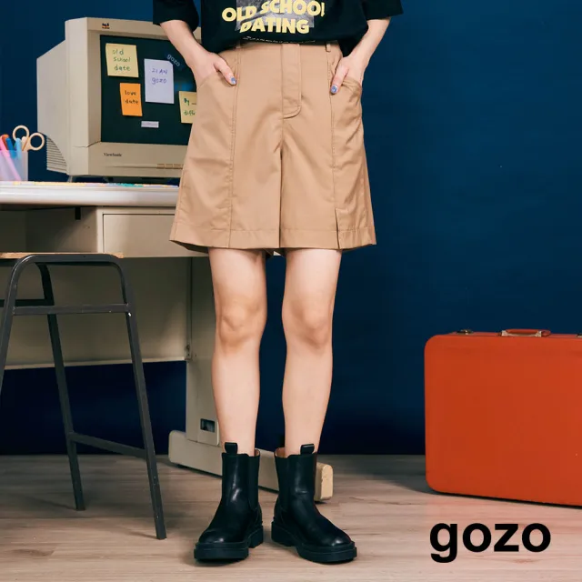 【gozo】率性開衩五分西裝短褲(兩色)