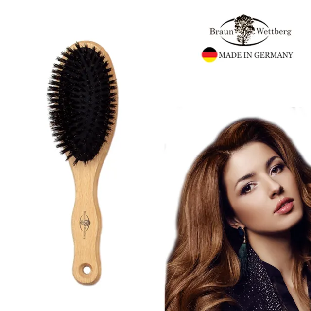 【BRAUN WETTBURG 珀薇】德國製 好好握FSC豚鬃氣墊好按摩梳(氣墊好按摩梳/梳頭按摩美容/雙11)