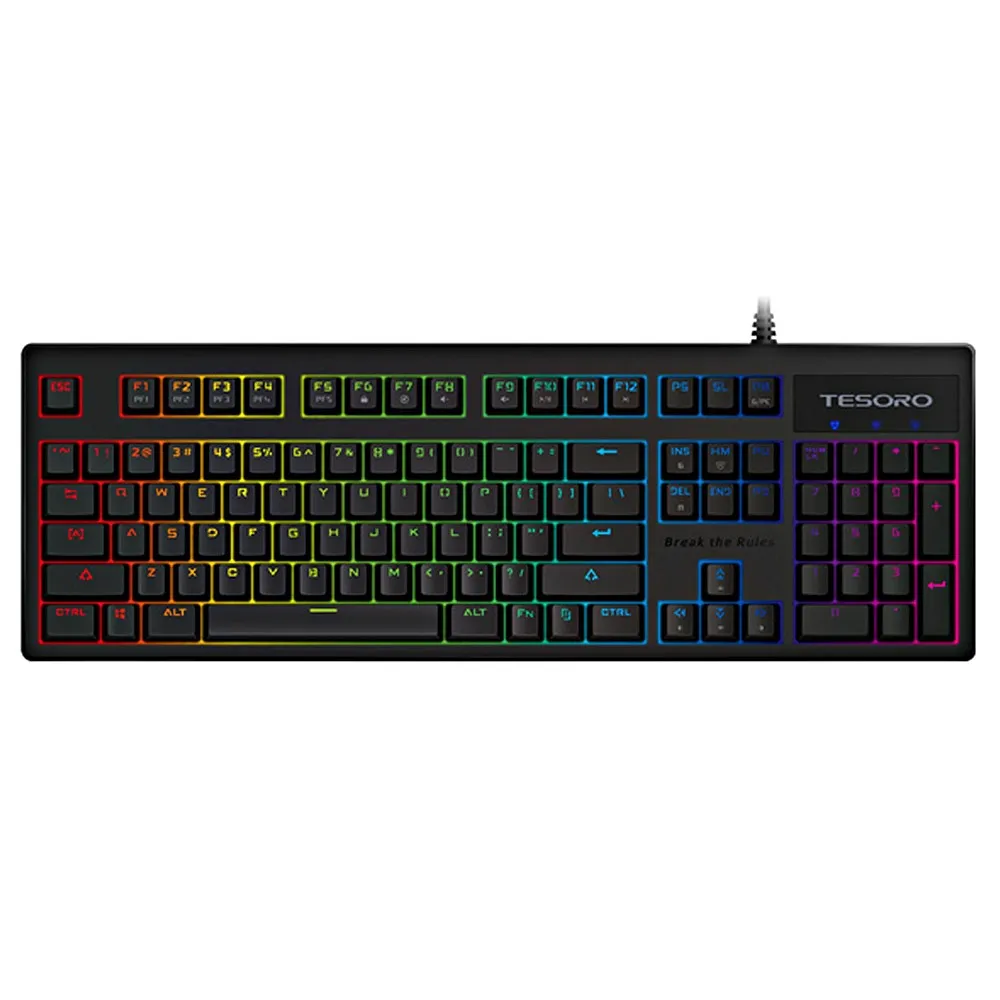 【TESORO 鐵修羅】Excalibur RGB V2神劍幻彩版機械式鍵盤-紅軸中文黑