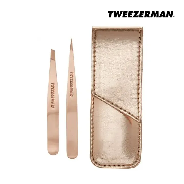 【Tweezerman】專業鑷子雙用組-玫瑰金(專櫃公司貨)
