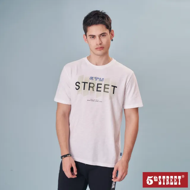 【5th STREET】雙11 男裝 短t 短袖 上衣 t恤 TEE logo 棉質 白色(570899)