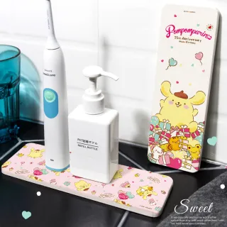 【收納王妃】三麗鷗Sanrio  布丁狗25周年 硬式珪藻土 吸水 洗漱墊 漱口杯架 硅藻土 瀝水(尺寸:24X8X0.9CM)