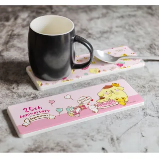 【收納王妃】三麗鷗Sanrio  布丁狗25周年 硬式珪藻土 吸水 洗漱墊 漱口杯架 硅藻土 瀝水(尺寸:24X8X0.9CM)