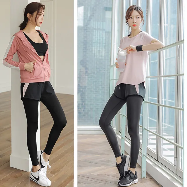 【BODYAIR】任2入 假兩件側拼色口袋九分褲(瑜珈.運動.慢跑.透氣.舞蹈.運動褲)