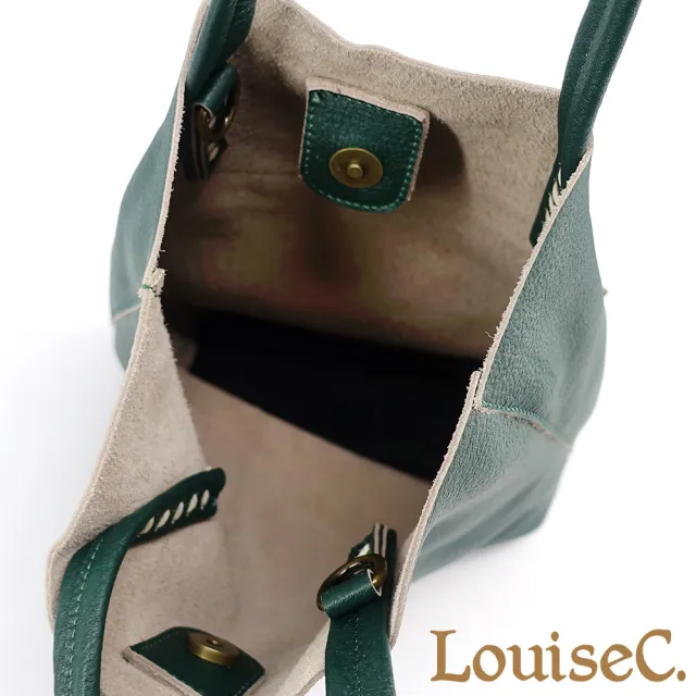 【LouiseC.】Tree House 真牛皮手縫線原味經典手提斜背水桶包-2色-全皮萬用袋＋可拆式內袋(W19-821)