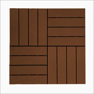 【特力屋】日式木紋防水拼接地板棕-9入