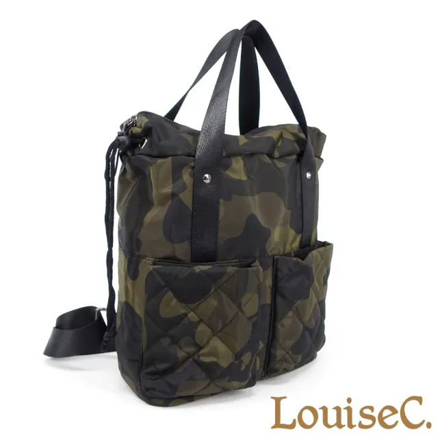 【LouiseC.】雙11 Tree House 輕盈尼龍菱格紋大插袋手提後背防水包-2色(YS80358)