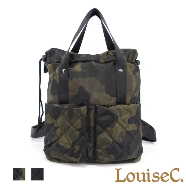 【LouiseC.】雙11 Tree House 輕盈尼龍菱格紋大插袋手提後背防水包-2色(YS80358)
