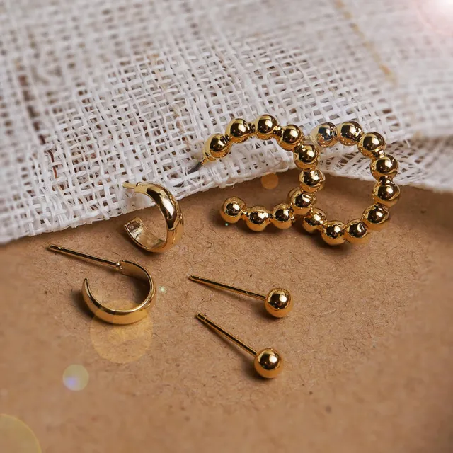 【Anpan】韓國東大門簡約復古法式金屬四件套件組耳環