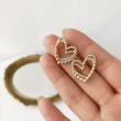 【Anpan】韓國東大門925銀針雙層水鑽愛心耳環