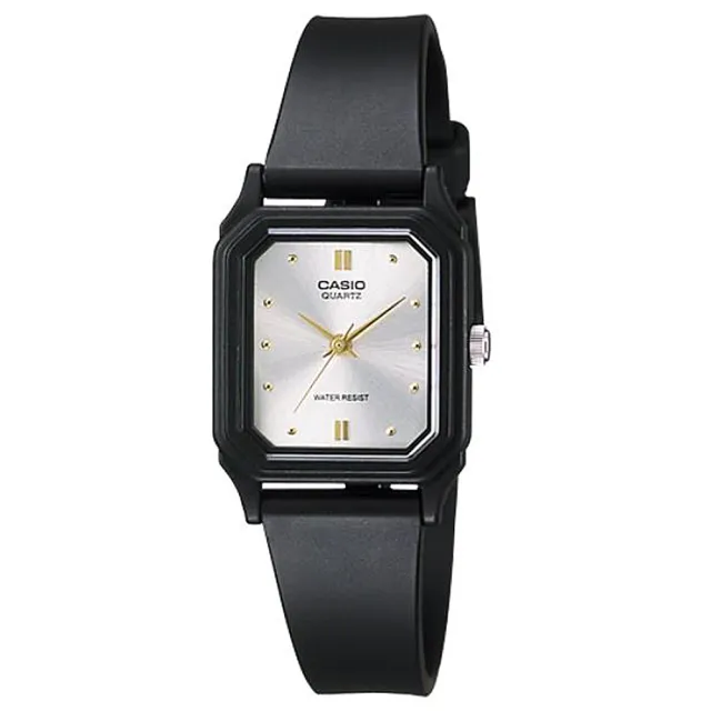 【CASIO 卡西歐】復古長形閃耀錶面橡膠錶帶腕錶-銀面(LQ-142E-7A)