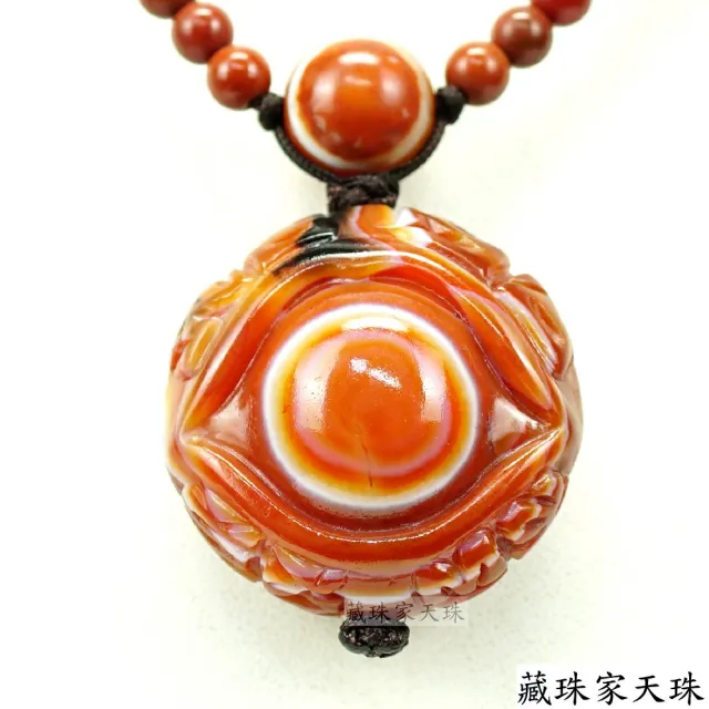 【藏珠家】精品37mm雪花財咒+智慧咒天眼天珠項鍊