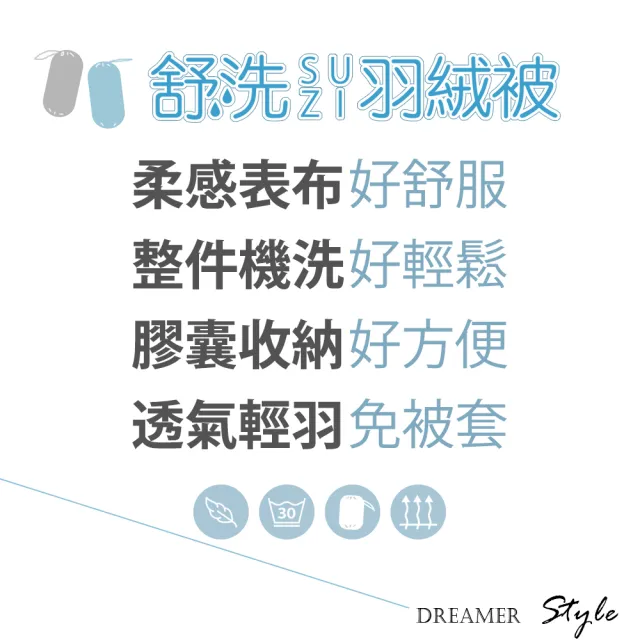 【dreamer STYLE】舒洗羽絨被-夏.微風(藍/灰)