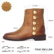 【TINO BELLINI 貝里尼】義大利進口牛皮金屬釦飾微V型靴口中筒短靴FWNT0018(棕)