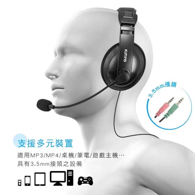【KINYO】全罩式耳機麥克風(EM-2115)