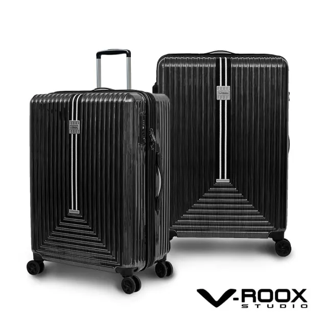 【V-ROOX STUDIO】母親節 REM 26吋 復古直紋硬殼拉鏈可擴充行李箱(可擴充設計 3色可選)