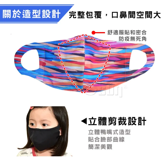 【Osun】一體成型防疫3D立體三層防水運動透氣布口罩6入組台灣製造(兒童款-灰色/彩虹 / 特惠價CE321)